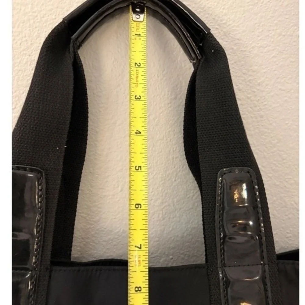 Tory Burch Black Nylon Patent Leather Trim Lightweight Everyday Tote Bag